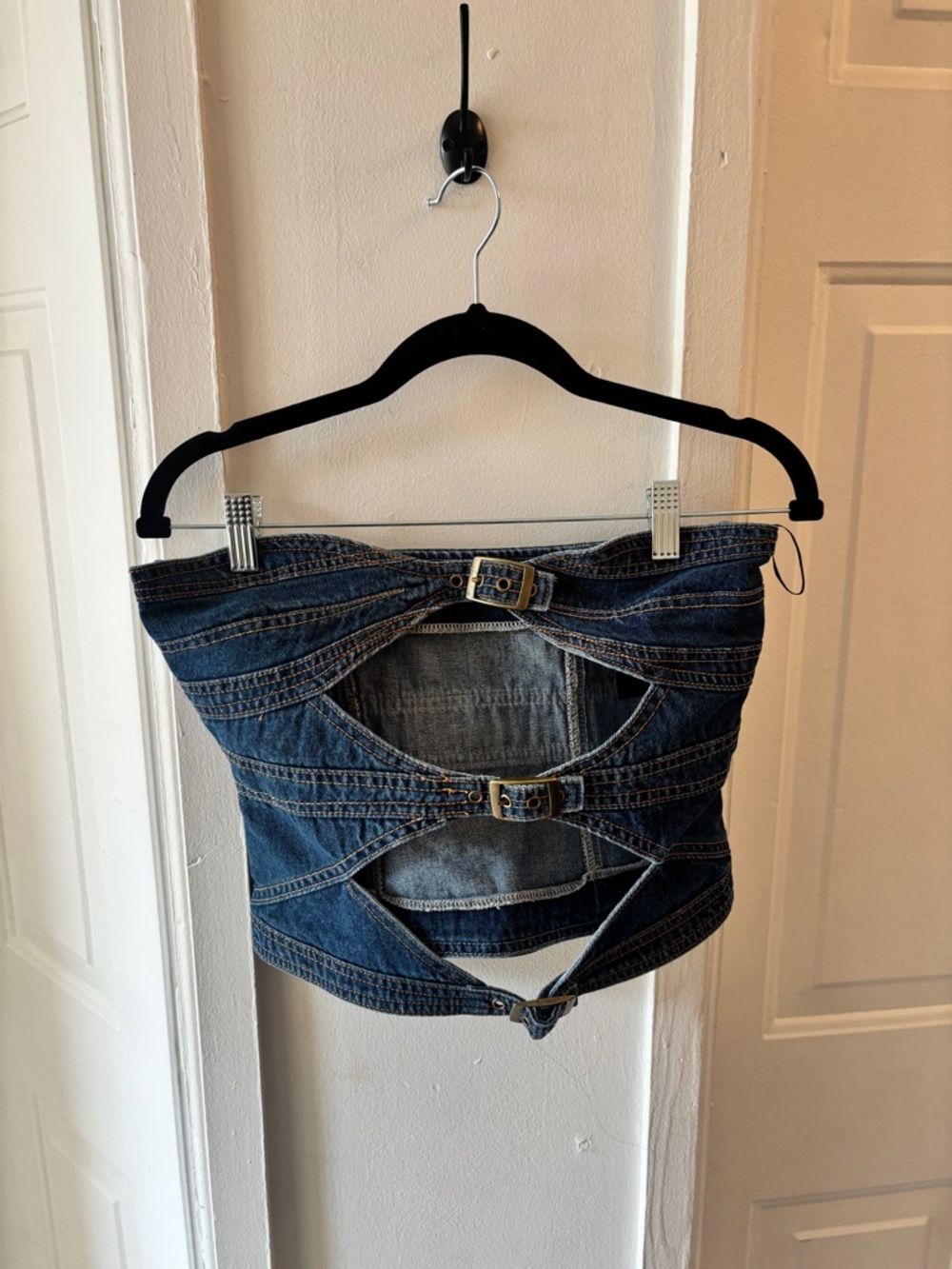 LIONESS Buckle Corset in Dark Denim - Picture 2 of 3